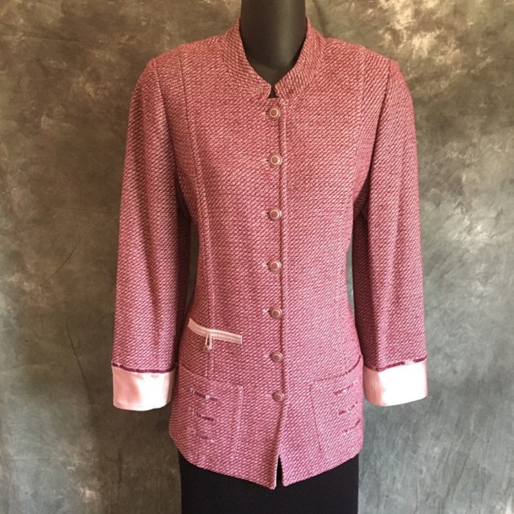 ST JOHN COLLECTION KNIT MAUVE PINK JACKET SIZE 10